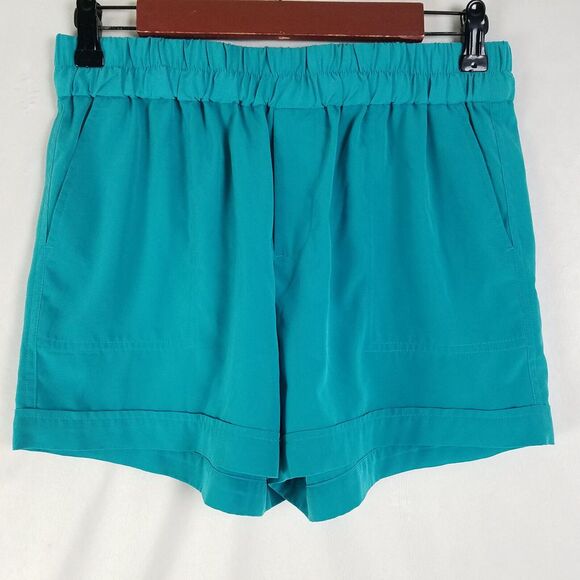 Lilla P Shorts Womens Small‎ Turquoise Mid Rise Pull On Stretch Waist Pockets - Picture 1 of 10